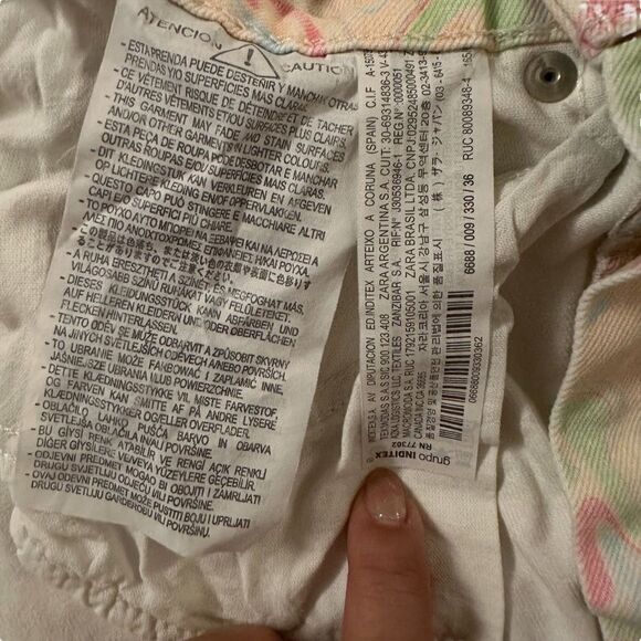 Zara ~ Womens High Rise Shorts ~ Marble Swirl Pastel 5 pocket Denim ~ size 4 - Picture 3 of 9